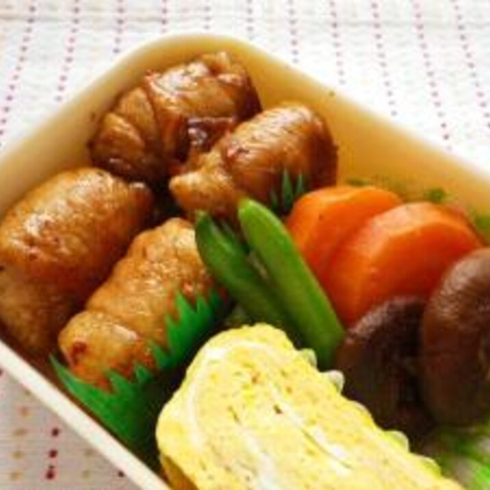 ＊お弁当用にアレンジ・高野豆腐の含め煮で肉巻き＊